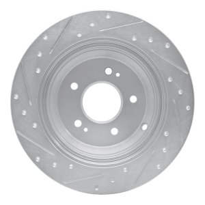 Genesis G70 Brake Rotor (1) - Rear Right - R1 Concepts - Drilled & Slotted - Silver - `18-`23